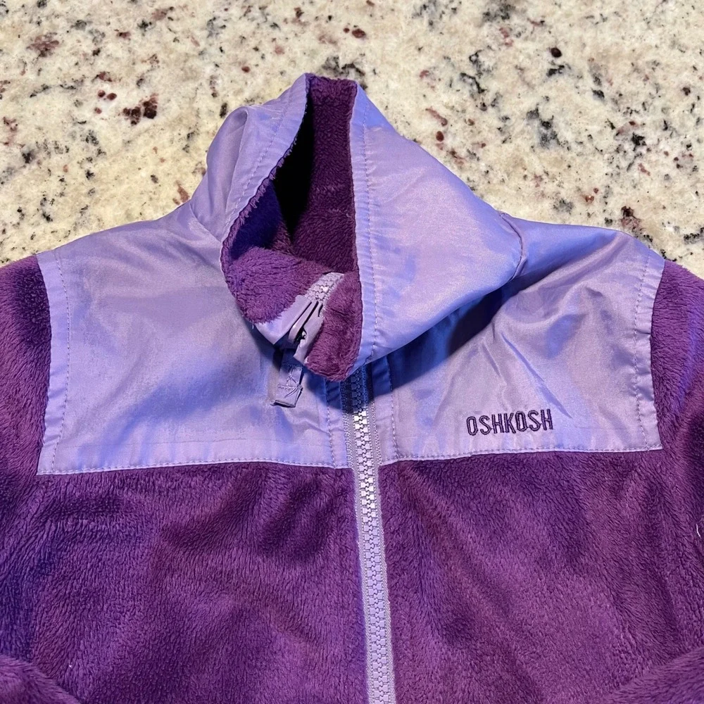 OshKosh B'gosh Girls 2T Reversible Purple Fleece Windbreaker Jacket‎